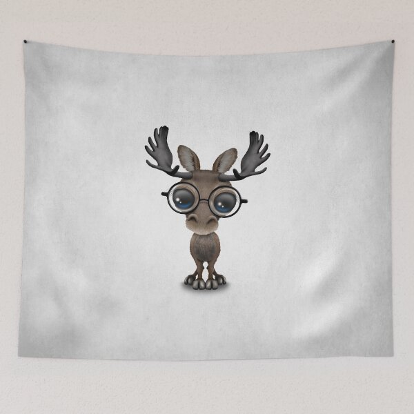 Item preview, Cute Curious Baby Moose Nerd Wearing Glasses  designed and sold by JeffBartels.