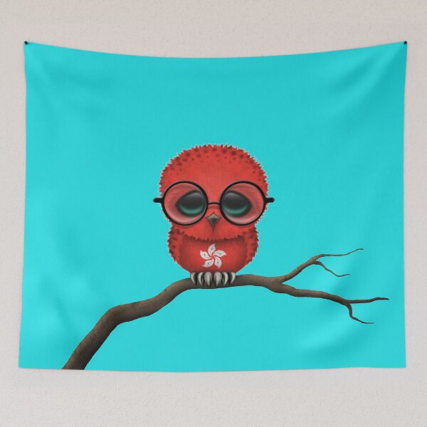 Item preview, Nerdy Hong Kong Baby Owl on a Branch designed and sold by JeffBartels.