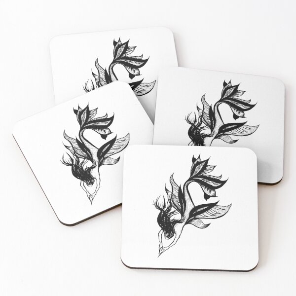 Item preview, Beautiful mermaid black and white ink drawing designed and sold by Boriana Giormova.