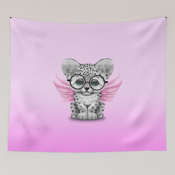 Item preview, Snow Leopard Cub with Fairy Wings Wearing Glasses Pink designed and sold by JeffBartels.