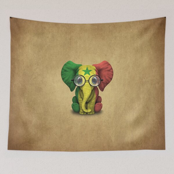 Item preview, Baby Elephant with Glasses and Senegal Flag designed and sold by JeffBartels.