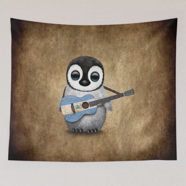 Item preview, Baby Penguin Playing Nicaraguan Flag Guitar designed and sold by JeffBartels.