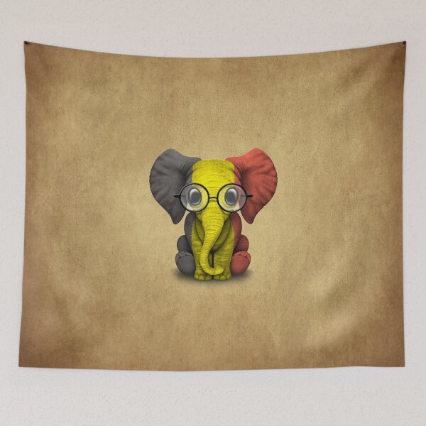 Item preview, Baby Elephant with Glasses and Belgian Flag designed and sold by JeffBartels.