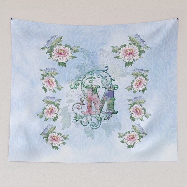 Item preview, 19th C. Peonies, Monogram M designed and sold by VintageEraArt.