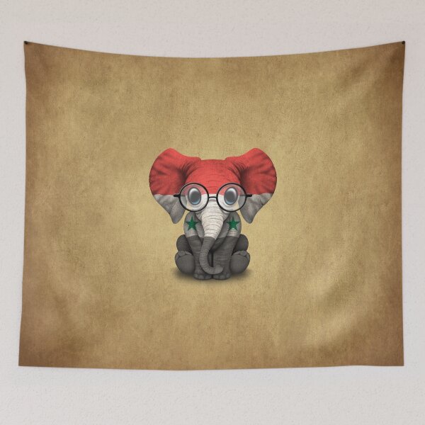 Item preview, Baby Elephant with Glasses and Syrian Flag designed and sold by JeffBartels.