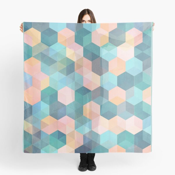 Child's Play 2 - hexagon pattern in soft blue, pink, peach & aqua Scarf