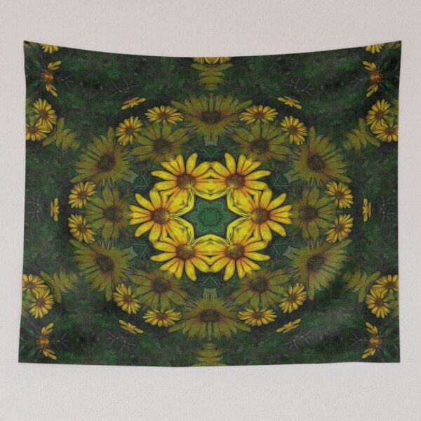 Aperçu de l'œuvre Large Yellow Wildflower Kaleidoscope Art 10 créée et vendue par TravelPhotoArt.