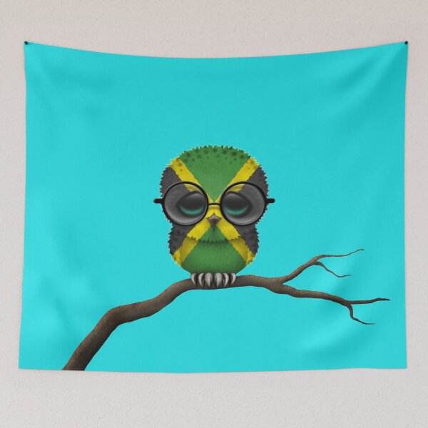 Item preview, Nerdy Jamaican Baby Owl on a Branch designed and sold by JeffBartels.