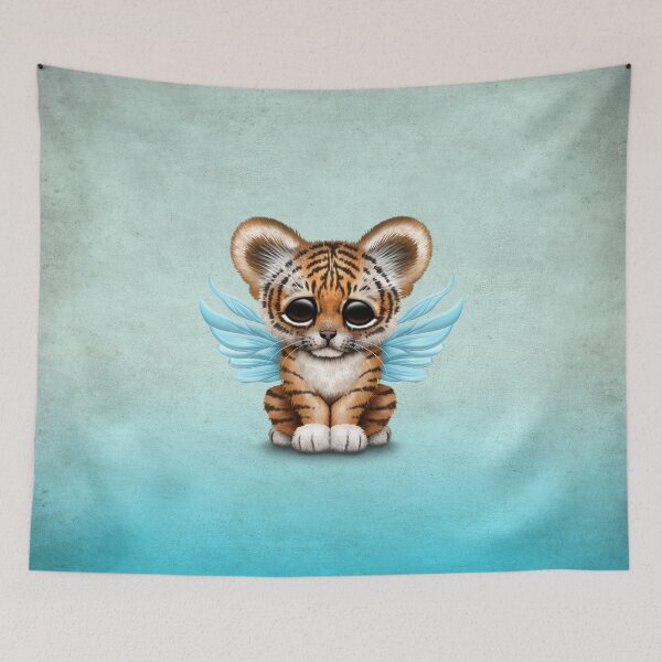 Item preview, Cute Baby Tiger Cub with Fairy Wings on Blue designed and sold by JeffBartels.