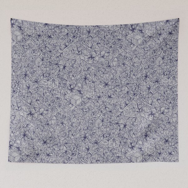 Item preview, Held Together - a pattern of navy blue doodles designed and sold by micklyn.
