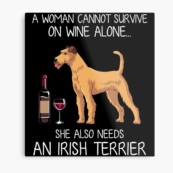 Irish Terrier and wine Funny dog Metal Print