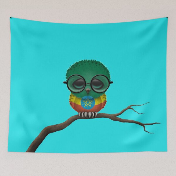Item preview, Nerdy Ethiopian Baby Owl on a Branch designed and sold by JeffBartels.