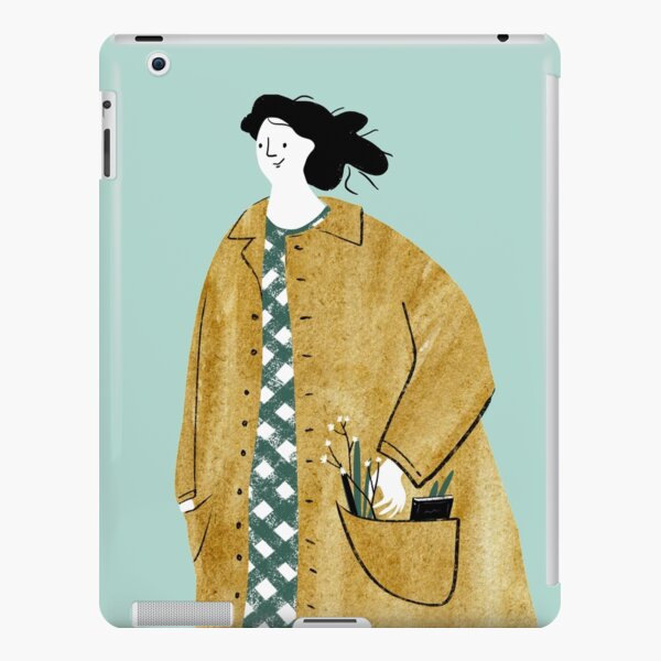 Girl walking with flowers in her pocket iPad Snap Case