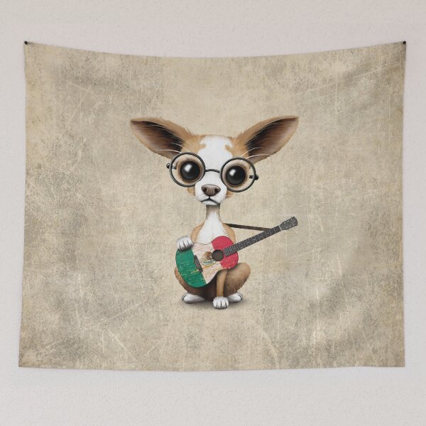 Item preview, Cute Chihuahua Playing Mexican Flag Guitar designed and sold by JeffBartels.