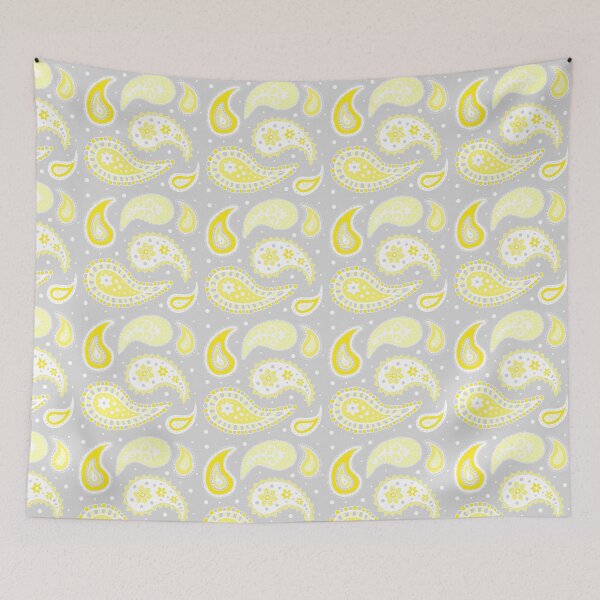 Item preview, Yellow Grey Paisley pattern. designed and sold by dreamingmind.