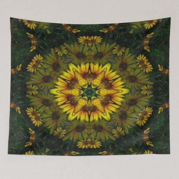 Artikelvorschau, Große gelbe Wildflower Kaleidoscope Art 6 entworfen und verkauft von TravelPhotoArt.