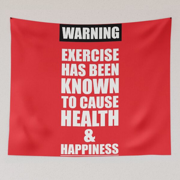 Item preview, Warning Exercise has been known to cause Health & Happiness - Gym Inspirational Quotes designed and sold by Labno4.