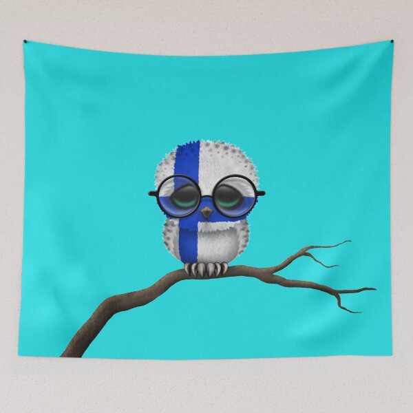 Item preview, Nerdy Finnish Baby Owl on a Branch designed and sold by JeffBartels.