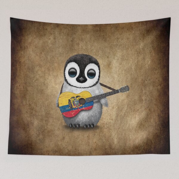 Item preview, Baby Penguin Playing Ecuadorian Flag Guitar designed and sold by JeffBartels.