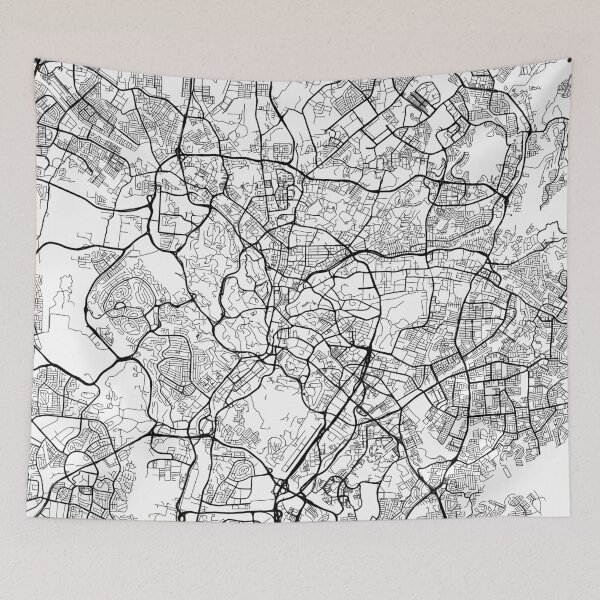 Item preview, Kuala Lumpur Map, Malaysia - Black and White designed and sold by MainStreetMaps.