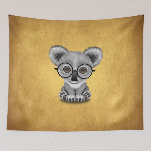 Item preview, Cute Baby Koala Bear Cub Wearing Glasses on Yellow designed and sold by JeffBartels.