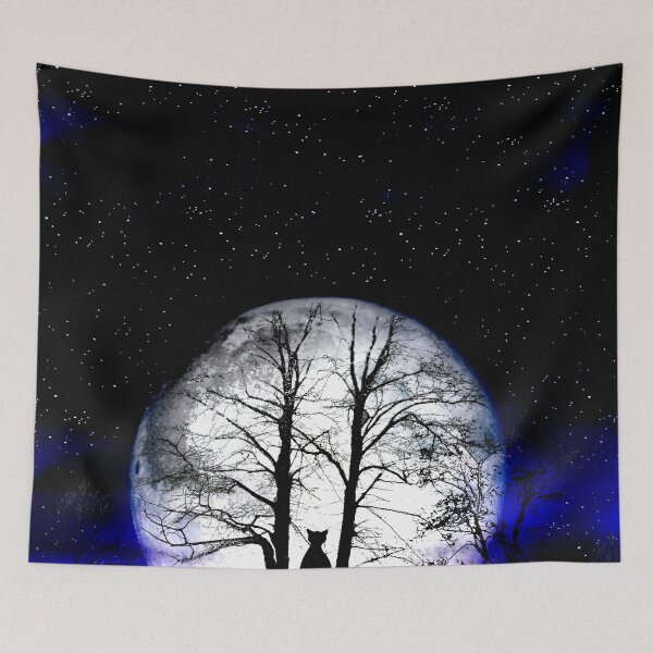 Item preview, black cat and full moon designed and sold by studenna.