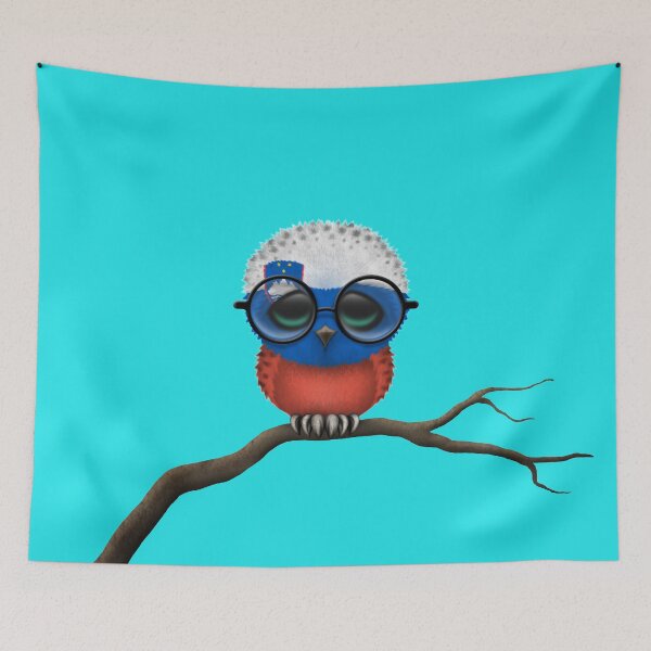 Item preview, Nerdy Slovenian Baby Owl on a Branch designed and sold by JeffBartels.