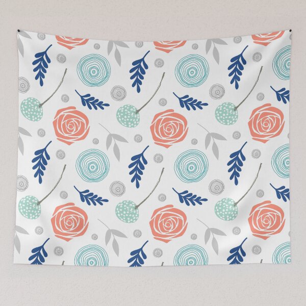 Item preview, Floral blue pink green designed and sold by dreamingmind.