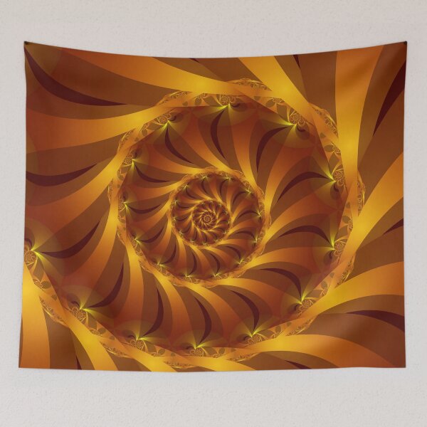 Item preview, Beautiful Golden Orange Shell Spiral Fractal designed and sold by Kitty Bitty.