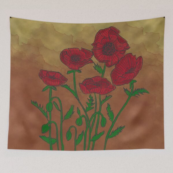 Artikelvorschau, Vintage rote Mohnblumen entworfen und verkauft von The Bohemian  Bubble.