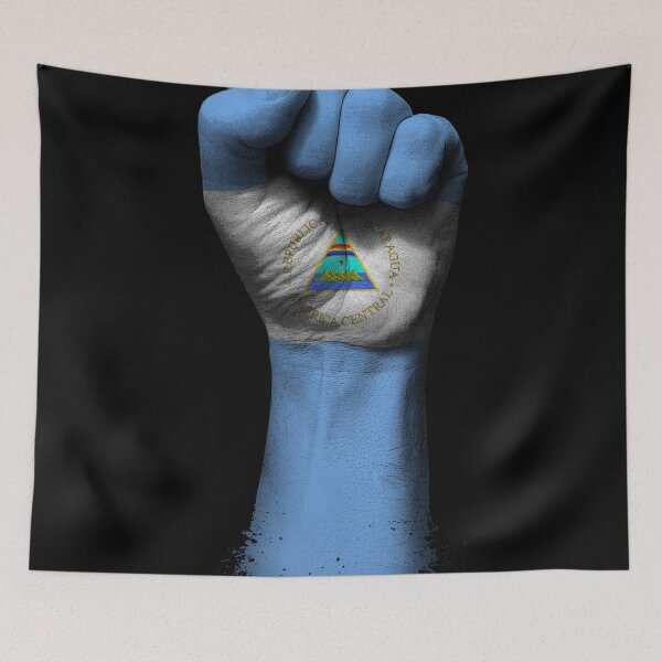 Item preview, Flag of Nicaragua on a Raised Clenched Fist  designed and sold by JeffBartels.