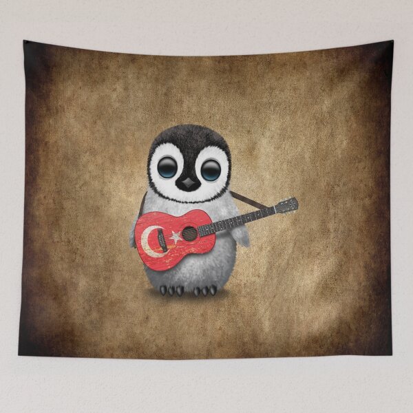 Item preview, Baby Penguin Playing Turkish Flag Guitar designed and sold by JeffBartels.