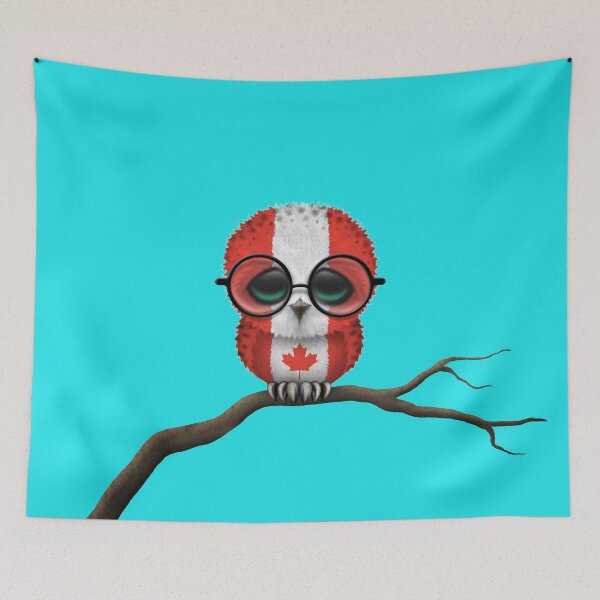 Item preview, Nerdy Canadian Baby Owl on a Branch designed and sold by JeffBartels.