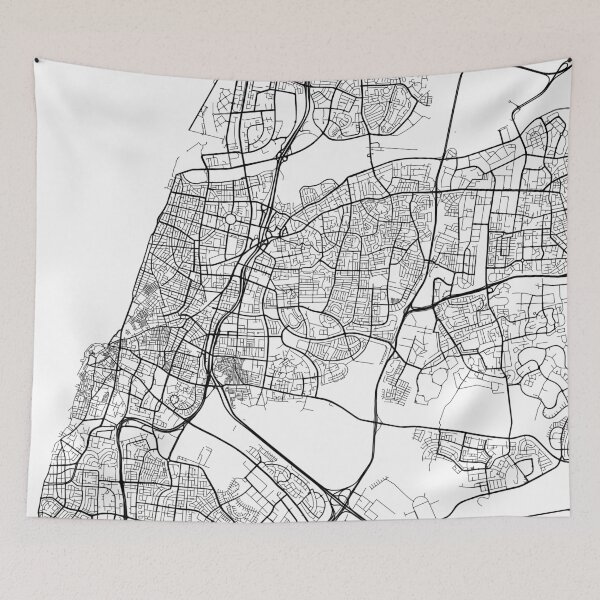 Item preview, Tel Aviv Map, Israel - Black and White designed and sold by MainStreetMaps.