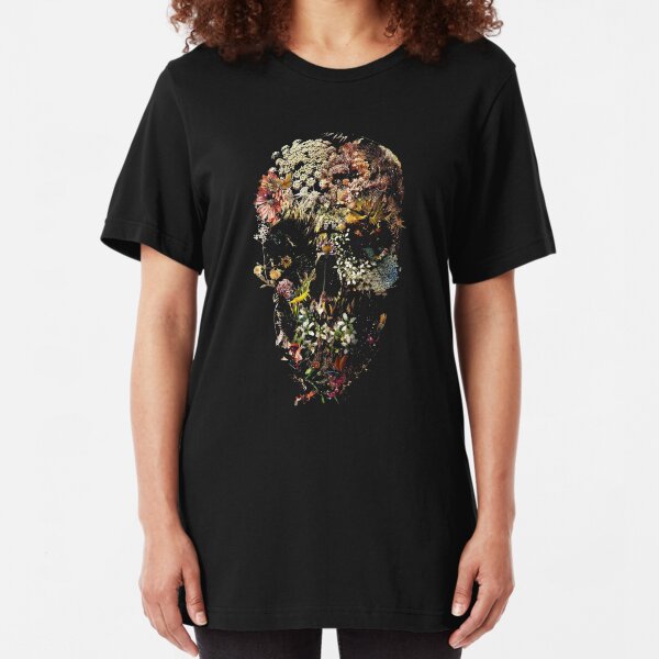 skull flower Slim Fit T-Shirt