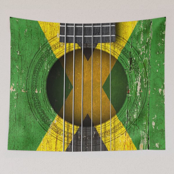 Item preview, Old Vintage Acoustic Guitar with Jamaican Flag designed and sold by JeffBartels.