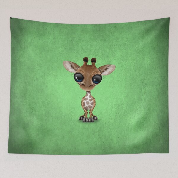 Item preview, Cute Curious Baby Giraffe on Green designed and sold by JeffBartels.