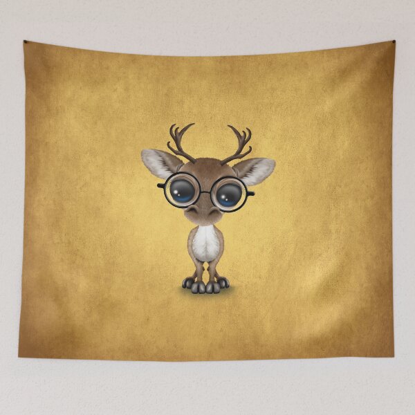 Item preview, Cute Curious Nerdy Reindeer Wearing Glasses on Yellow designed and sold by JeffBartels.