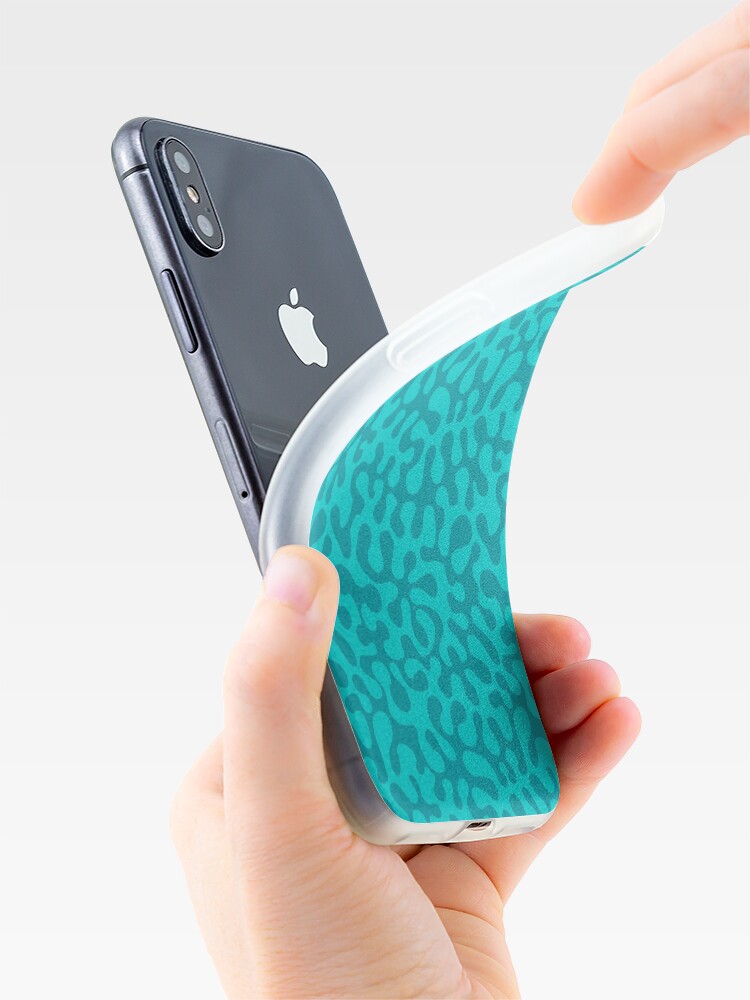 Thumbnail 4 of 5, iPhone Case, Abstract retro summer teal groovy pattern designed and sold by MagentaRose.