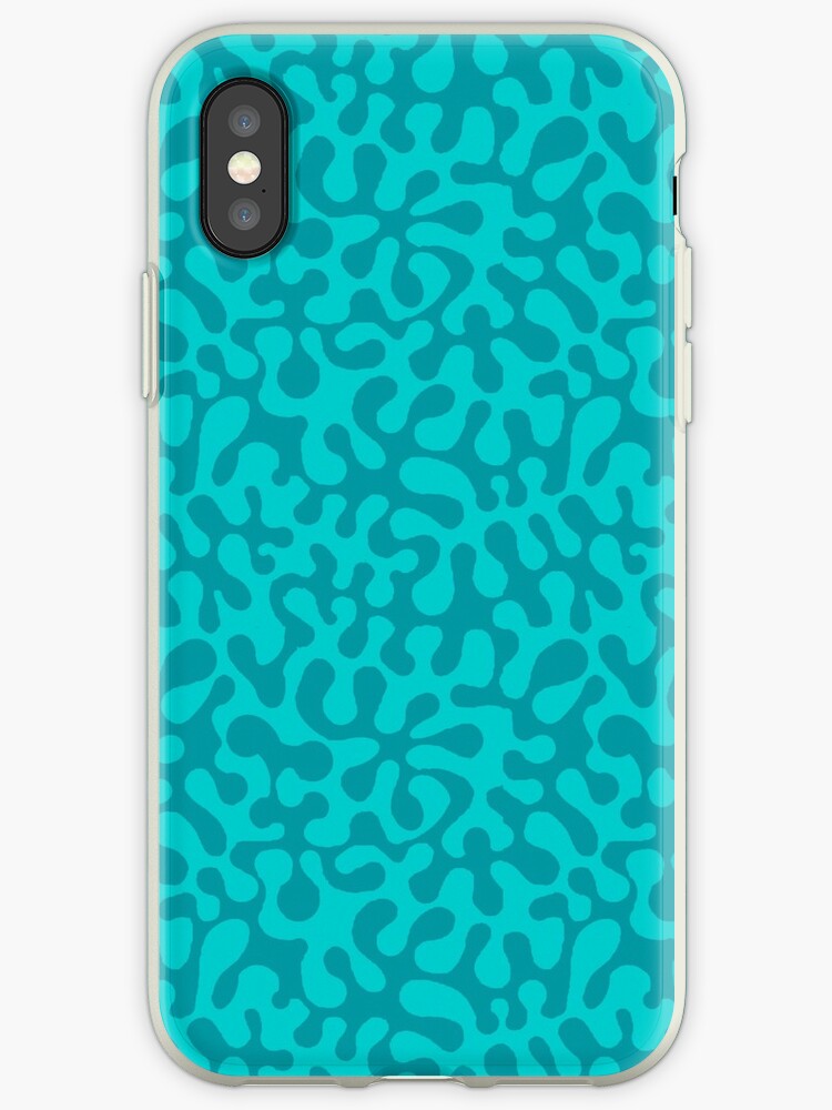 Thumbnail 1 of 5, iPhone Case, Abstract retro summer teal groovy pattern designed and sold by MagentaRose.