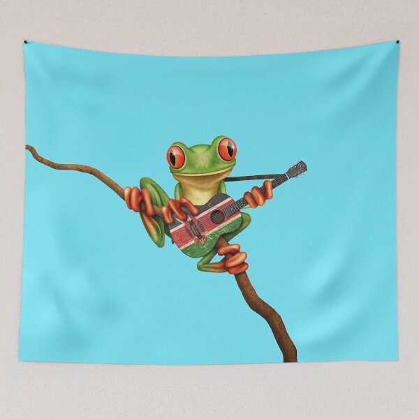 Item preview, Tree Frog Playing Kenyan Flag Guitar designed and sold by JeffBartels.