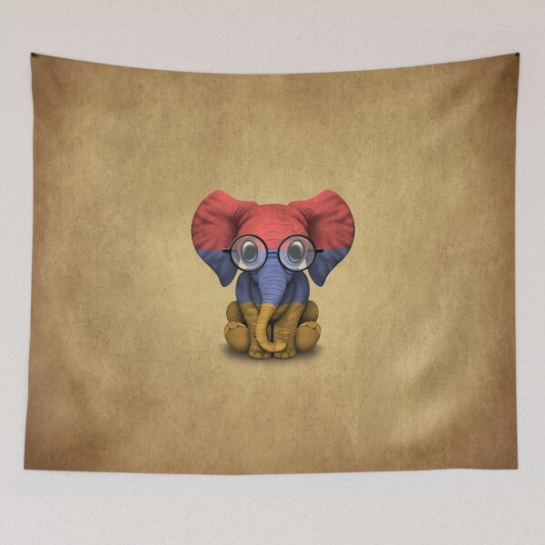 Item preview, Baby Elephant with Glasses and Armenian Flag designed and sold by JeffBartels.