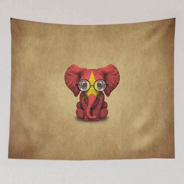 Item preview, Baby Elephant with Glasses and Vietnamese Flag designed and sold by JeffBartels.