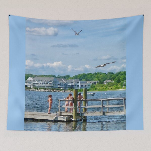 Item preview, Bristol RI - Little Girls Watching Seagulls designed and sold by Susan Savad.