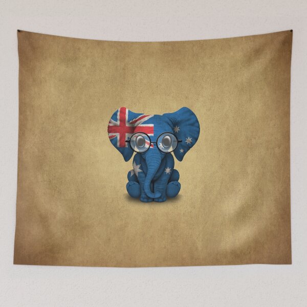 Item preview, Baby Elephant with Glasses and Australian Flag designed and sold by JeffBartels.