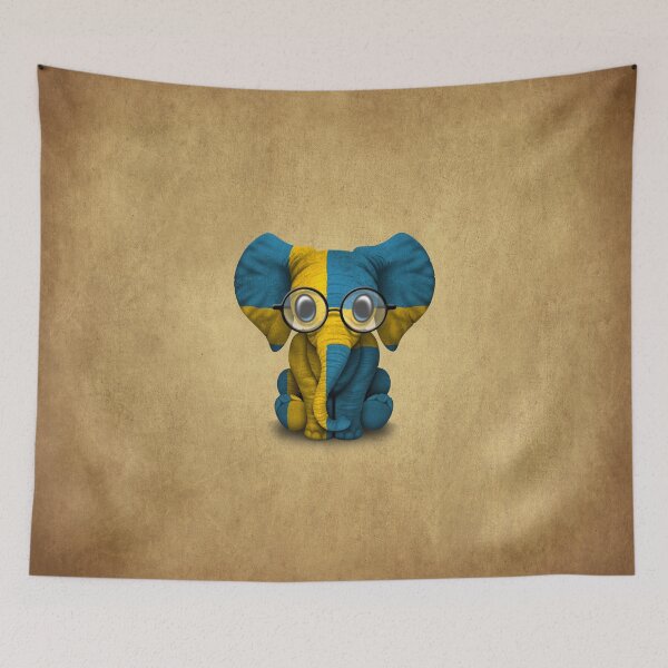 Item preview, Baby Elephant with Glasses and Swedish Flag designed and sold by JeffBartels.