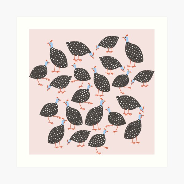 Guinea Hens Pink Art Print