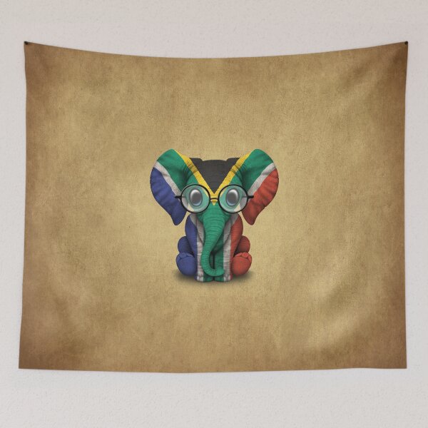 Item preview, Baby Elephant with Glasses and South African Flag designed and sold by JeffBartels.