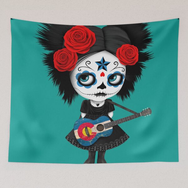 Item preview, Sugar Skull Girl Playing Colorado Flag Guitar designed and sold by JeffBartels.