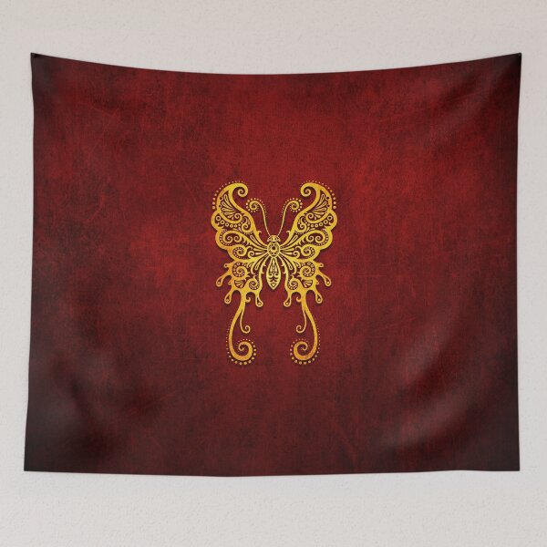 Aperçu de l'œuvre Papillon tribal vintage rouge et jaune complexe créée et vendue par JeffBartels.